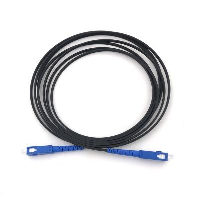 China Simplex Black FTTH Drop Cable G657A1 Singlemode Black Singlemode Fiber Optic Patch Tie Length 3m With SC UPC Connector for sale