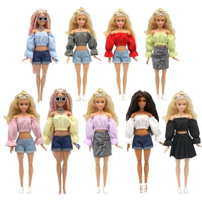 China stuffed & Fashionable Plush Toy Hot Sale 1/6 30 cm 11 -12 inch Doll Clothing Jeans Shorts Pants Upper Wear Clothes Suitable for barbie, PP and FR for sale