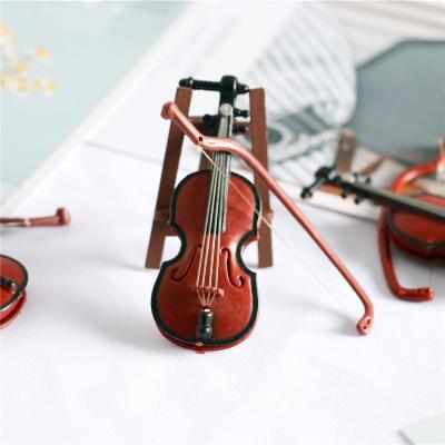 China Electronic Miniature Model Toy DollLand Doll House Mini World Violin Musical Instrument Stage Shooting Props for sale