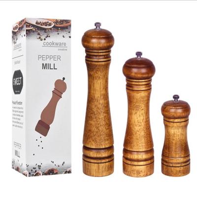 China WITH LID Customized Acacia Wood Salt and Pepper Mill Manual Grinder for sale