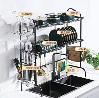 China Hot Selling Kitchen Storage Stainless Steel Kitchen Dish Rack Above Sink Knife Set Storage Dish Display Rack Shelf Storage Organizer for sale