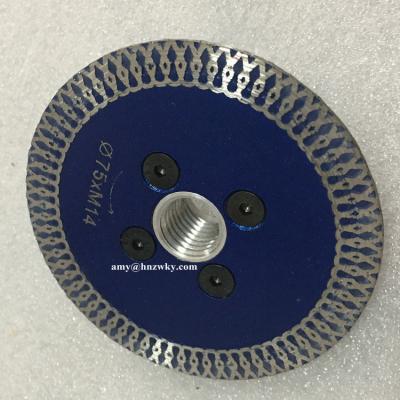 China M14 Porcelain and Ceramic Tile Cutting Blade 75mm Disc Diamond Disk Cutter with Flange Professional China Diamond Turbo Blade for sale