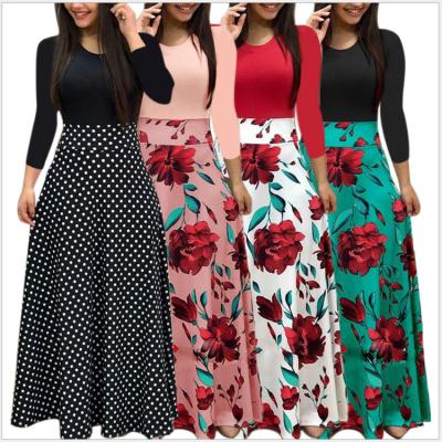 China Floral Print Long Maxi Dress Ladies Casual Ankle-Length Vestido Autumn Women Dress Female Fashion Spring Breathable Ecoparty Long Sleeve for sale