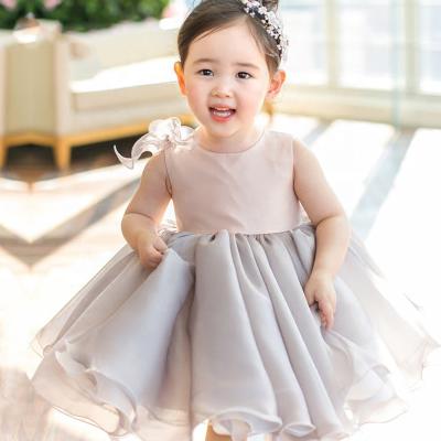 China New Arrival Knee Length Organza Ball Gown Little Girl Dress Sleeveless Bridesmaid Dresses for sale