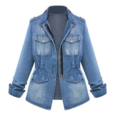 China Wholesale Fashion Blue Oversized Casual Women QUICK DRY Plus Size Jean Denim Jackets for sale