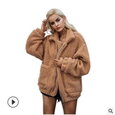 China Textured Warm Winter Women's Faux Sheepskin Loose Wool Long Teddy Bear Winter Coat Anti-wrinkle for sale