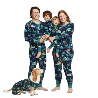 China 2021 Custom print cotton Christmas QUICK DRY matching pajamas kids adult pet and pet owners dropshipping for sale