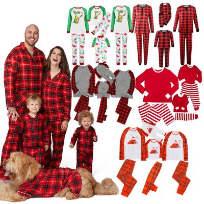 China 2021 Men's Breathable Custom Family Parent-child Bear Matching Christmas Pajamas Plaid Print Christmas Pajamas Family Sleepwear Matching Set for sale