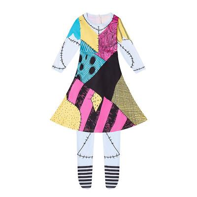 China Polyester Movie The Nightmare Before Christmas Jumpsuit For Sally Role Play Costume Girls Halloween Cosplay Kids Outfits Make Up Dress for sale