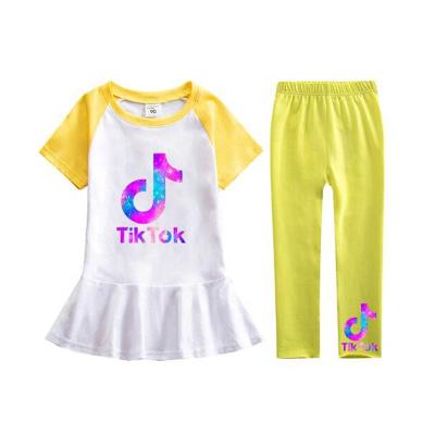 China Wholesale Sweet Autumn Children's Tiktok Clothing Print Legging Baby Skirt Set for sale