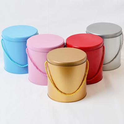 China New Style Materials Recycled Custom Printed Cylinder Large Storage Box Metal Tin Box Round Shape For Gift for sale