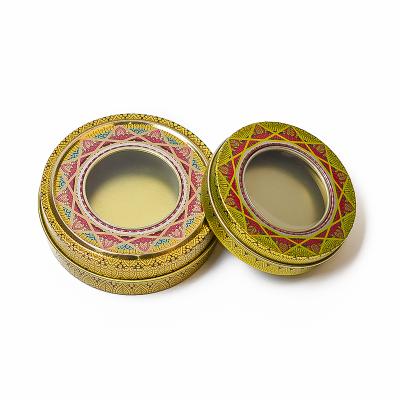 China Tin Box With Window Hot Selling Custom Round Saffron Tin Box With Window Packaging Saffron Wholesale for sale