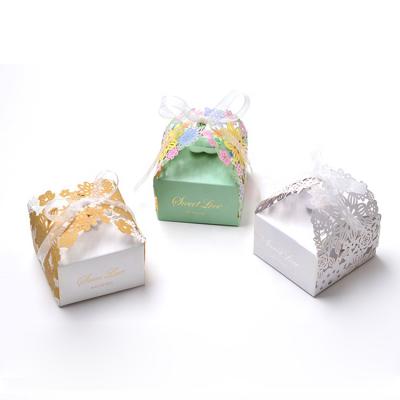 China Disposable Custom Colored Laser Cut Wedding Small Gift Paper Box Candy Box for sale