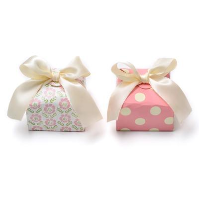 China Disposable Sweet Cardboard Cookie Packaging Candy Box With Ribbon for sale