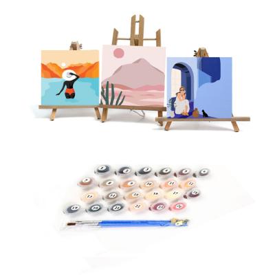 China New 20x20cm Classic/Postmodern Painting By Number DIY Paint By Numbers Cartoon Framed Hand Painted Children And Adults Painting Artwork Gift With Frame Kits for sale