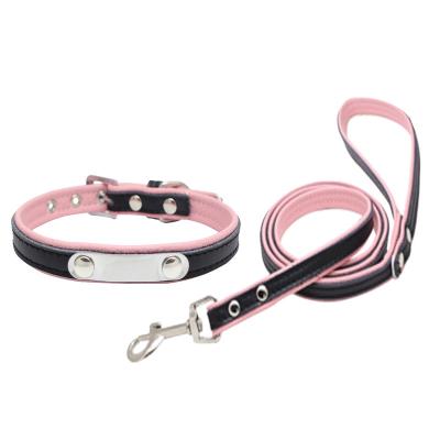 China 2022 JEWELED Multifunctional Engravable Stainless Steel Dog Collar Pet Collar Leash Set Small Medium Comfortable Leather Dog Collars for sale