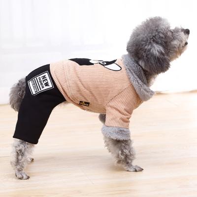 China Autumn and winter new double-layer dog lamb stocked thickened velvet clothes corduroy collar cotton quadruped coat for sale