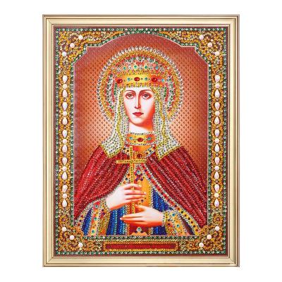 China Special Shaped Diamond Painting of Mary Cross Jesus 5D Diamond Mosaic Icon Religion Classic Rhinestone Picture Kit for sale