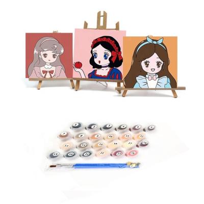 China Wholesale DIY Cartoon Painting By Numbers Kids Cartoon Girl Painting By Number Children Painting 20x20cm Hand Painted Artwork Gifts Framed for sale