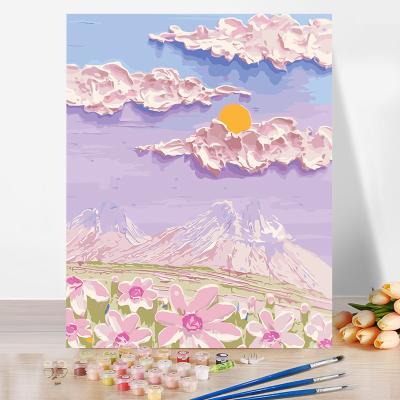 China New Classical/Postmodern DIY Digital Oil Painting By Numbers Landscape Hand Painted Flower Painting Amazon Acrylic Painting Hot-selling Coloring Painting for sale