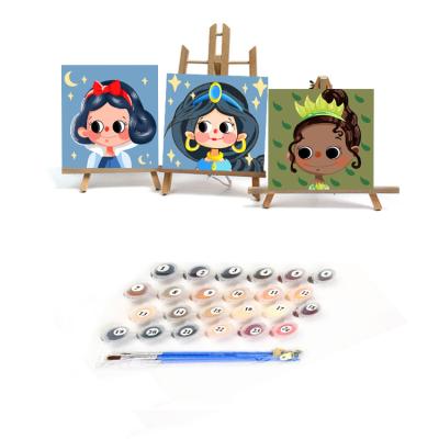 China New Classic/Postmodern Children DIY Painting By Numbers Children Cartoon Girl Painting By Numbers Hand Painted Painting Artwork 20x20cm Framed Gifts Wholesale for sale