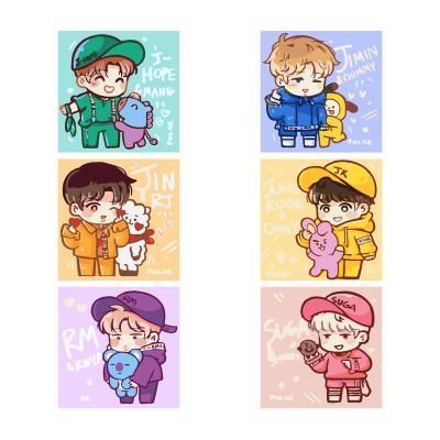 China Modern Most Popular Kpop Idol BTS Cartoon Role 5D DIY Paint By Number With Frame Kids Art Kits Students Canvas Painting Fans Army Gifts for sale