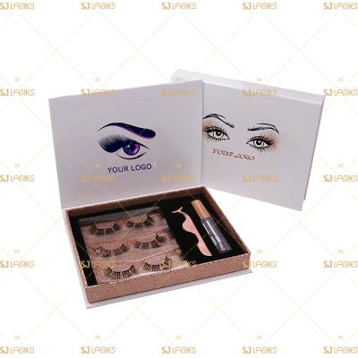 China Attractive White Magnetic Box Lash Packing Set Lash Kit Private Label Lashcase Tweezer Mink Eyelash Glue Custom Eyelashes for sale