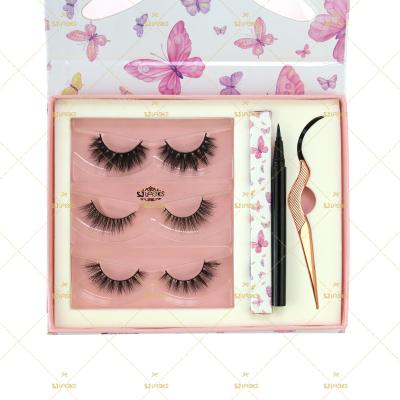 China Creative Attractive Butterfly Lashes 3 Box 5 Pack Magnetic Eyelash Set With Eyeliner for sale