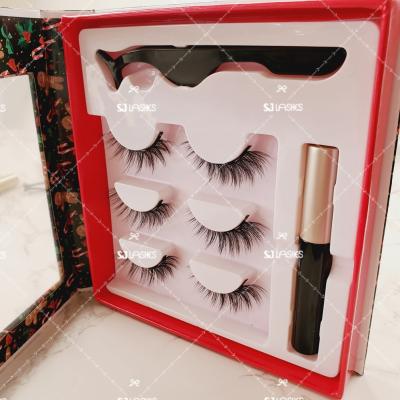 China Full Volume Magnetic Wicks With 3D Magnetic Wick Coating Lashes Box With Tweezers Magnets Mink Lashes for sale