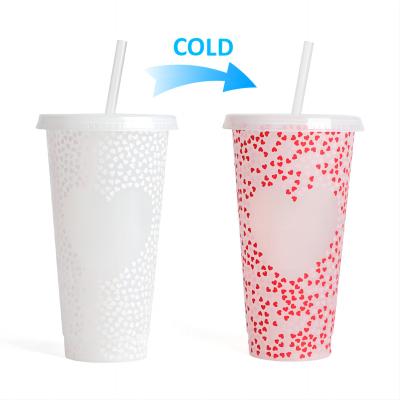 China Sustainable 24 oz color changing cups with lids and straws Halloween cold coffee plastic cups for kids logo Plastic Tumbler for sale