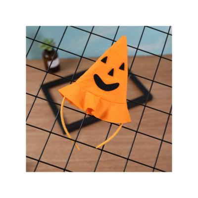 China Smiling Pumpkin Hat Nonwoven Textiles Halloween Makeup Face Buckle Party Pumpkin Head Headband for sale