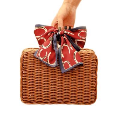 China Handmade Vintage Cane Gift Surprise Box Travel Picnic Basket Plastic Storage Box for sale