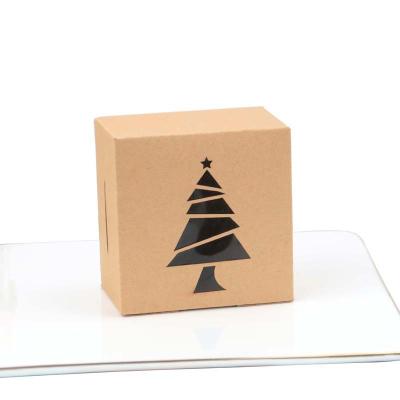 China Gift & Craft Christmas Party Packing Box With Brown Paper PVC Window Candy Surprise Box for sale