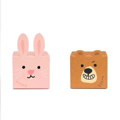 China Cute Spot Indoor Cute Special-shaped Folding Candy Box Cute Rabbit Bear Square Color Paper Packaging Box for sale