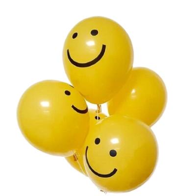 China Indoor Wholesale Cheap Wedding Anniversary 10 Inch Smile Round Face Balloon Yellow Latex Balloon for sale