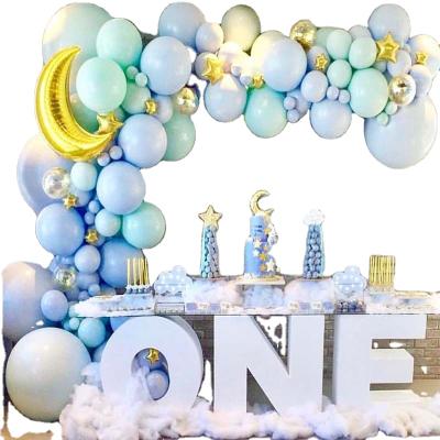 China Self-closing valve: no need to tie with C.S.I. balloon Garland Arch Kit Latex Balloon Hands Birthday Party Decoration Blue Moon Macaron Set for wedding birthday party for sale