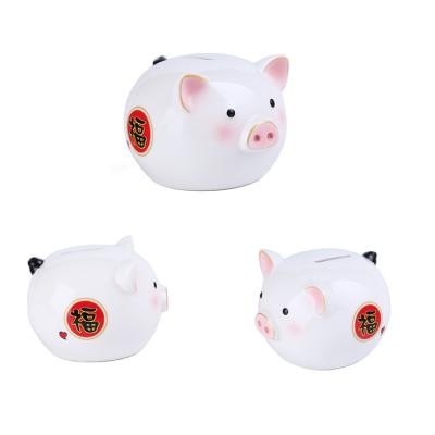 China Wholesale custom ceramic pig piggy bank cartoon animal for kids for sale