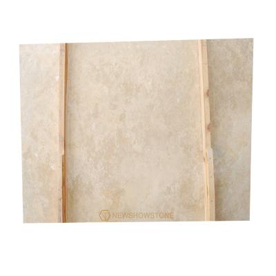 China Modern Nature Stone Travertine Marble Polish Beige Slab For Decoration for sale