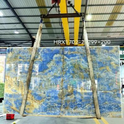 China Modern Hot Selling Product Stone Slab Onyx Tiles Lace Authentic Blue Agate Crystal With Best Quality for sale