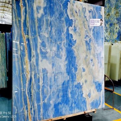 China Product hot sale modern blue marble onyx slab backlit wall panel with best quality for sale