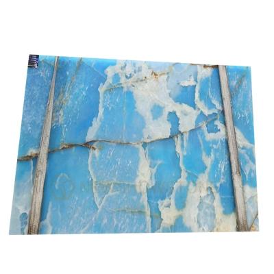 China Beautiful Modern Chinese Polish Blue Onyx Marble Slab for sale