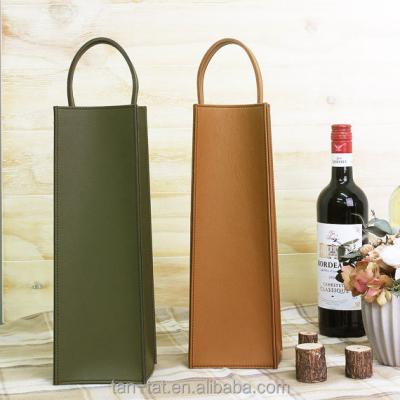 China Durable Wine Cart Genuine Leather Wine Rack Bag Gift for sale