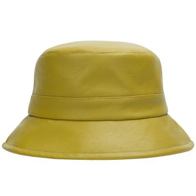 China Casual Top fashion bucket hat wholesale leather pu warm fisherman hat for sale