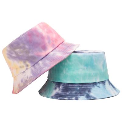 China Casual Custom bucket hat Fisherman four seasons sunscreen hat tie-dyed fabric colorful for sale