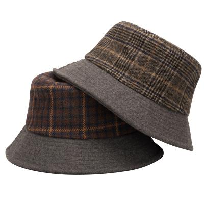 China Fashion Cotton wool outdoor warm fisherman's hat fashionable plaid bucket hat for sale