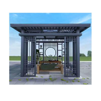 China Easily Assembled Iron Gazebo Garden Pavilion For Outdoor Garden With Waterproof Curtain Garden Room for sale