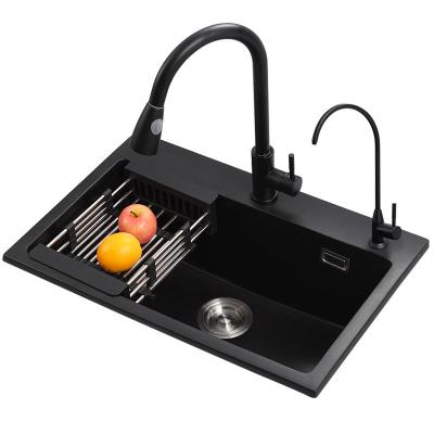 China With Quartz Undermount Modern Design Kitchen Sink Faucet Handmade Black Kitchen Sink High Quality Single Bowl Double Sink for sale