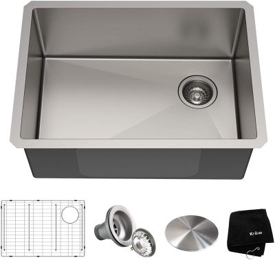 China 304 201 Modern Stainless Steel Kitchen Sinks And Bolden Commercial Pull In Chrome Kitchen Sink And Combo Faucet, 30 inch for sale