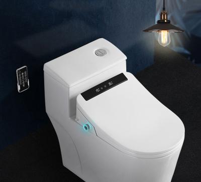 China Designs popular home bathroom closestool automatic operation white white color one piece tie down siphonoic ceramic toilet commode for sale