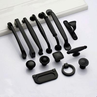 China Modern Black Handles For Furniture Cabinet Knobs And Handles Sideboard Pulls Cupboard Handles Knobs for sale